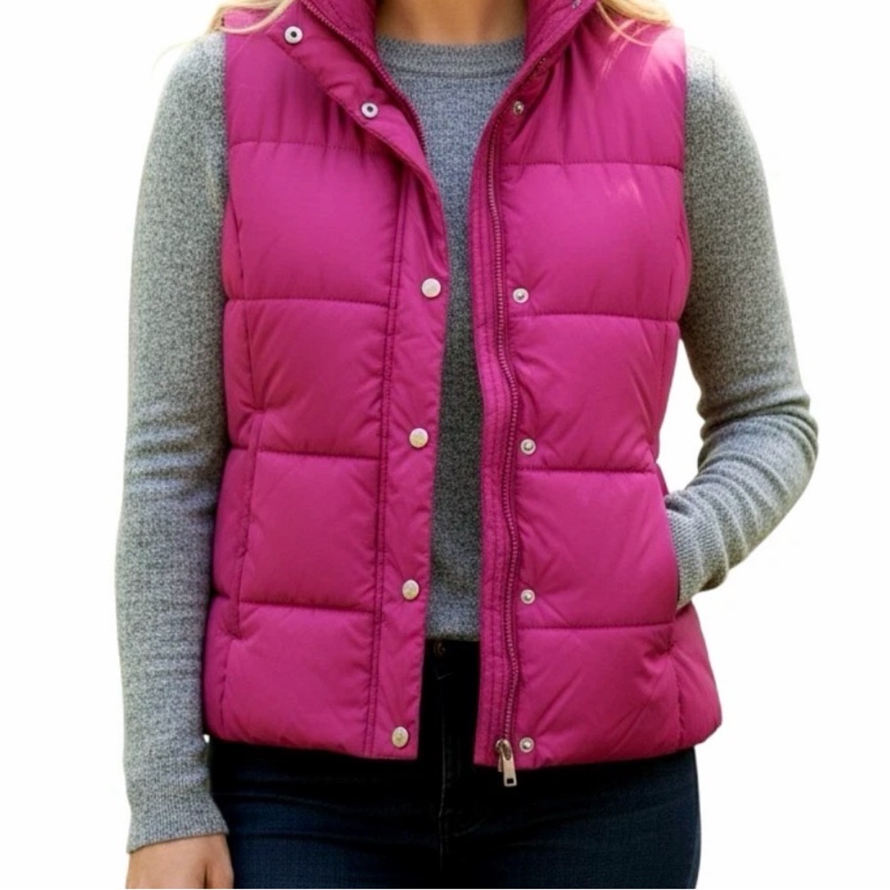 Old‎ Navy Womens Magenta Pink Quilted Puffer Vest  XL Zip Front Pocket